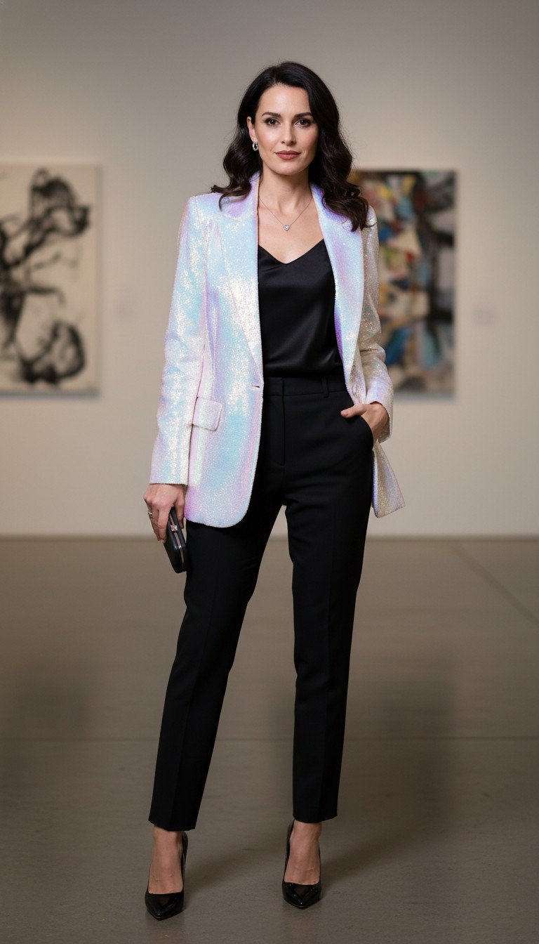 Nadine Merabi - Iridescent Sequin Blazer Size XS - S