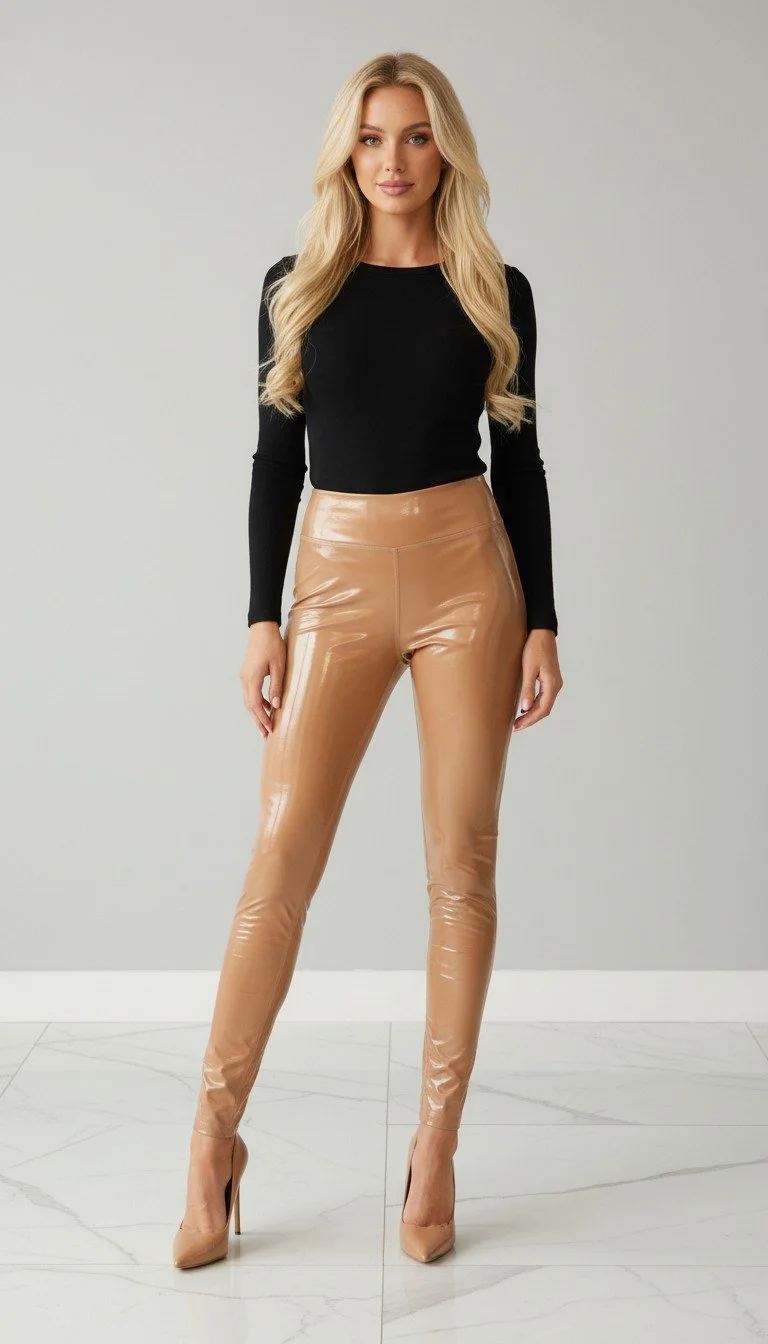 Heroine Sport - High-Shine Nude Latex Pants - Size S