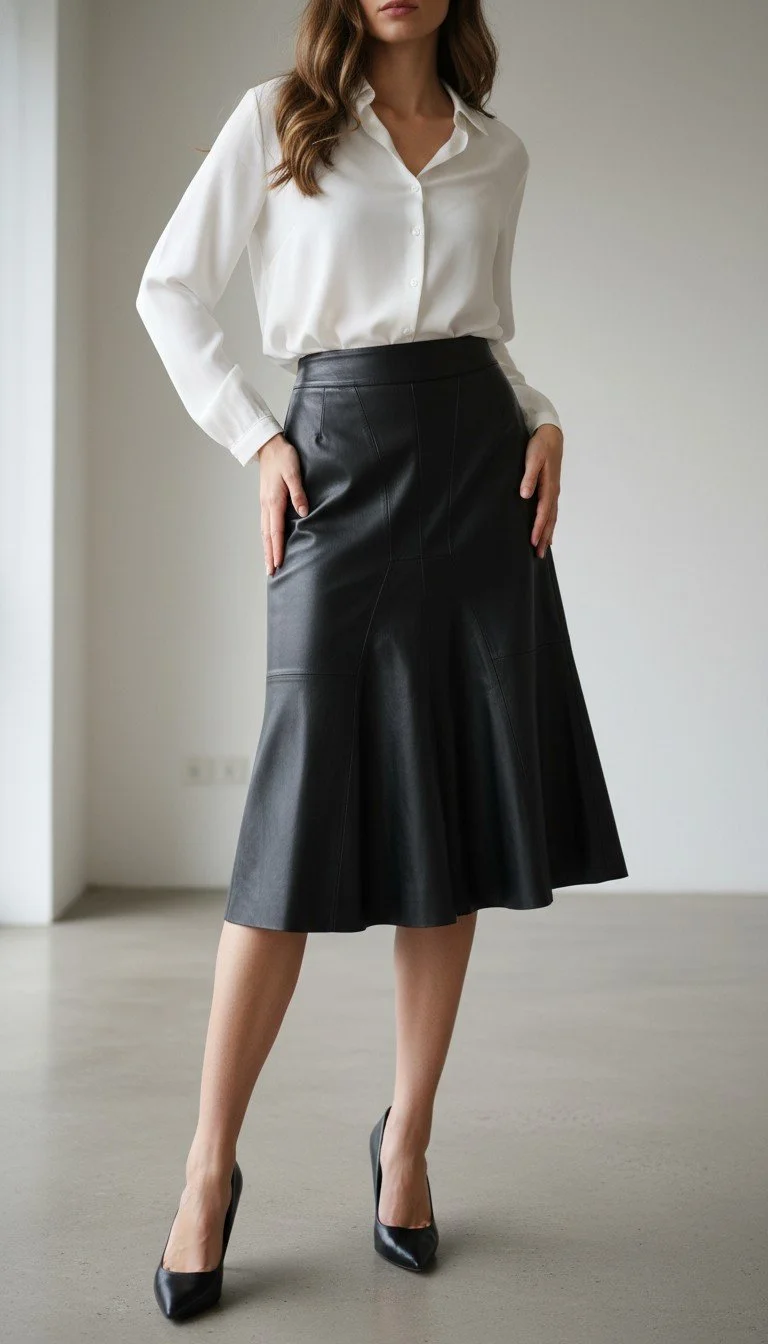 Alexander McQueen - Leather A-Line Skirt Size S