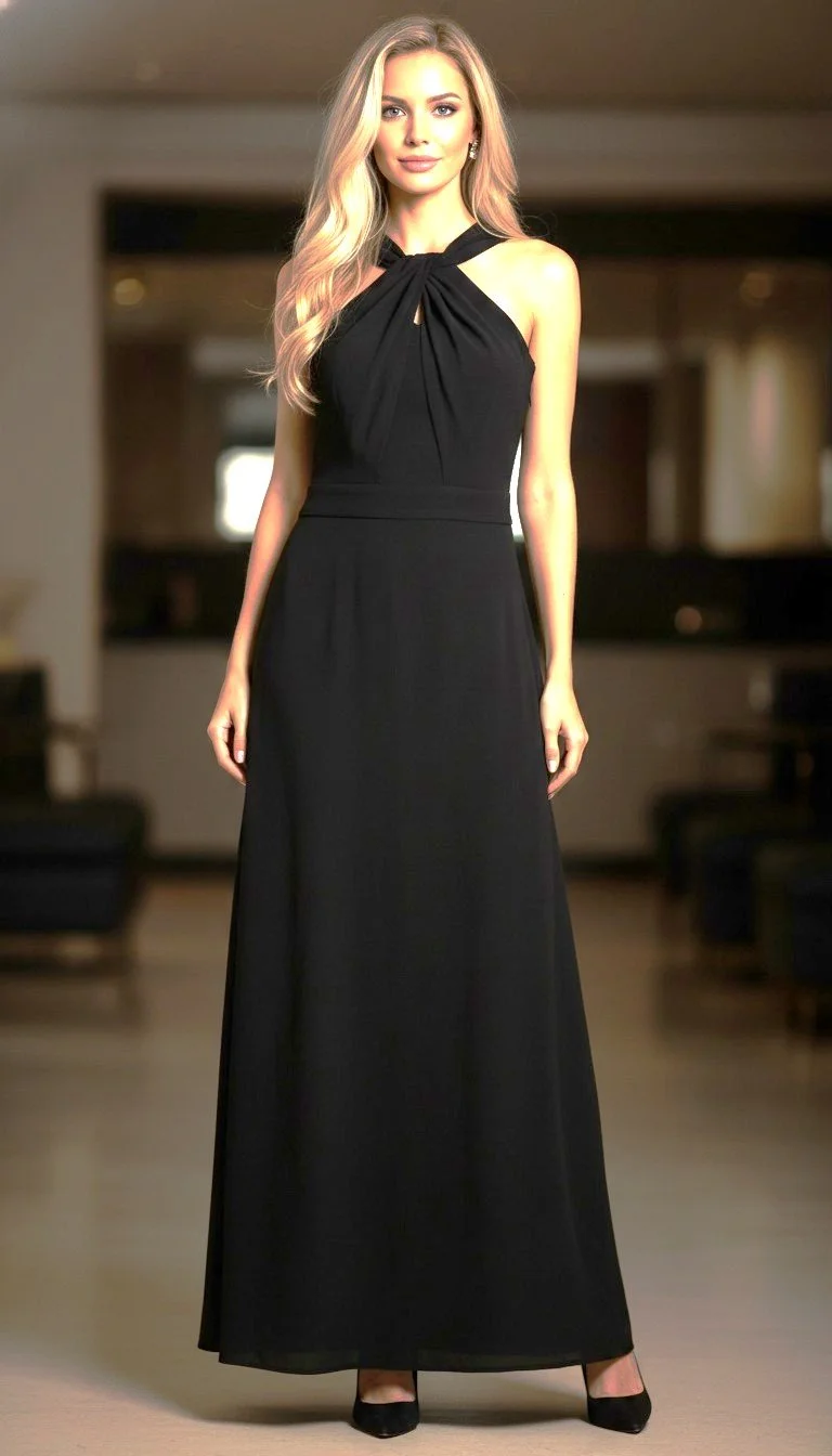 ALC - Elegance Black Halter Evening Gown Size 2