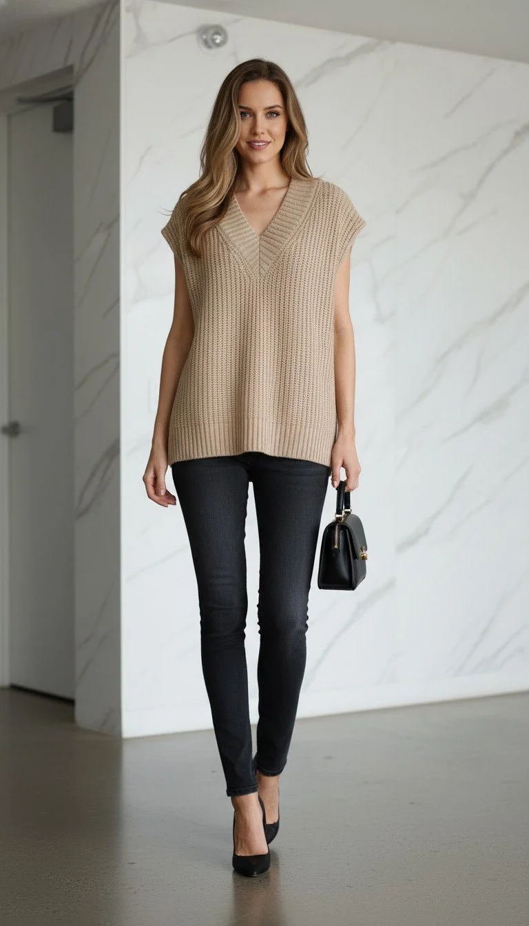 Intermix - Chic V-Neck Knit Sweater Vest Size S