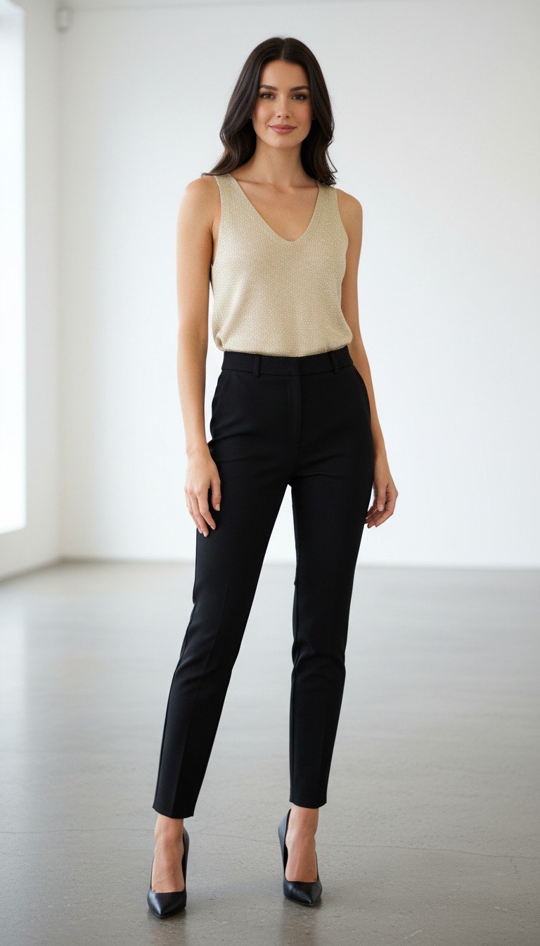 Pop - Elegant Sleeveless V-Neck Top Size M