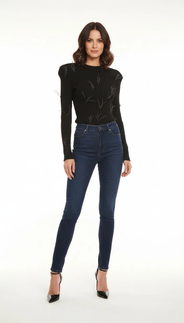 Marques’ Almeida - Feather‑Appliqué Ribbed Knit Top Size S