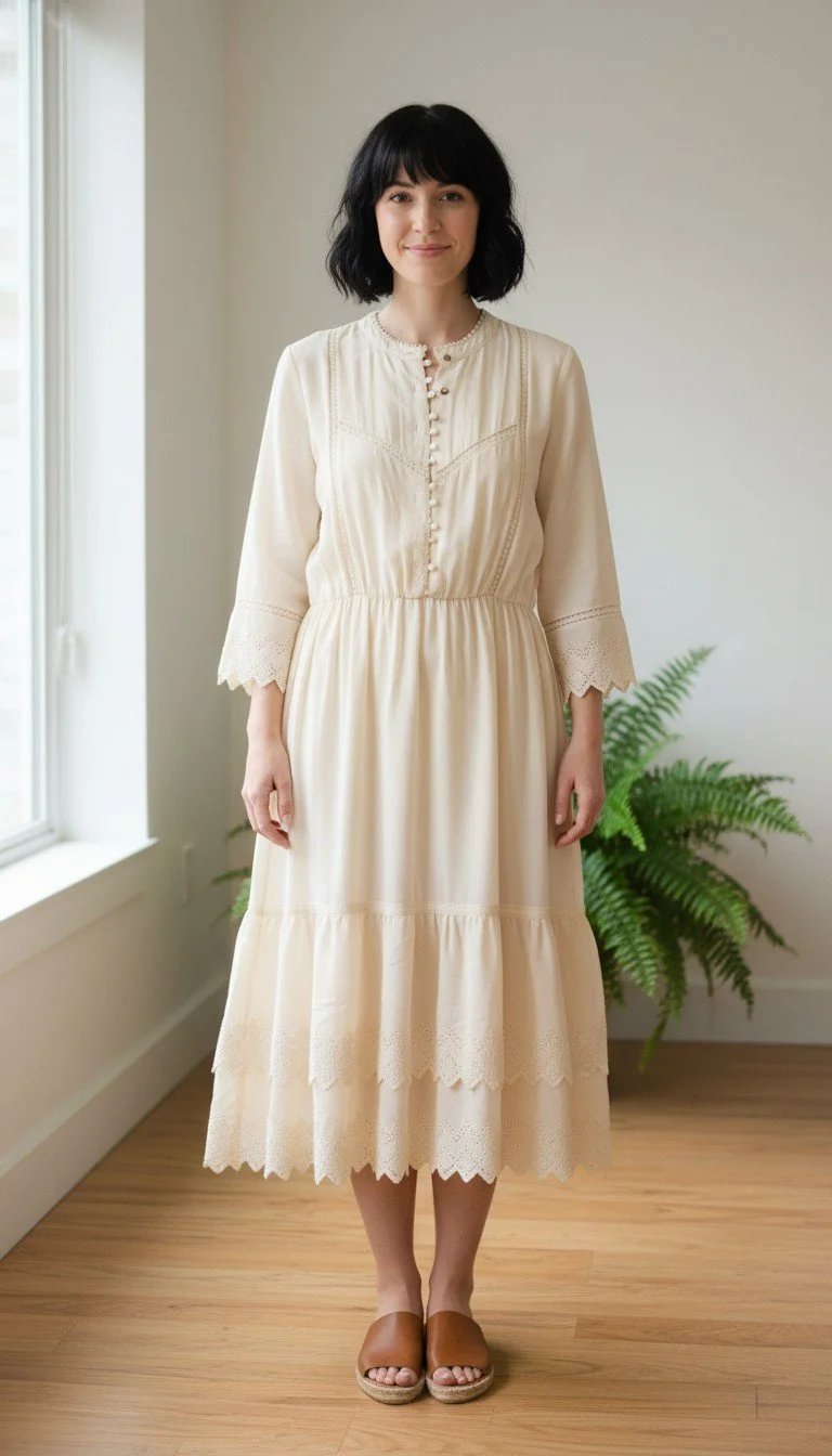 Ulla Johnson - Elegant Lace-Trim Midi Dress