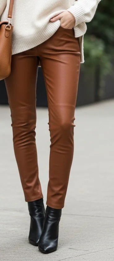 Helmut Lang - Leather Pant Chic Brown Size 4