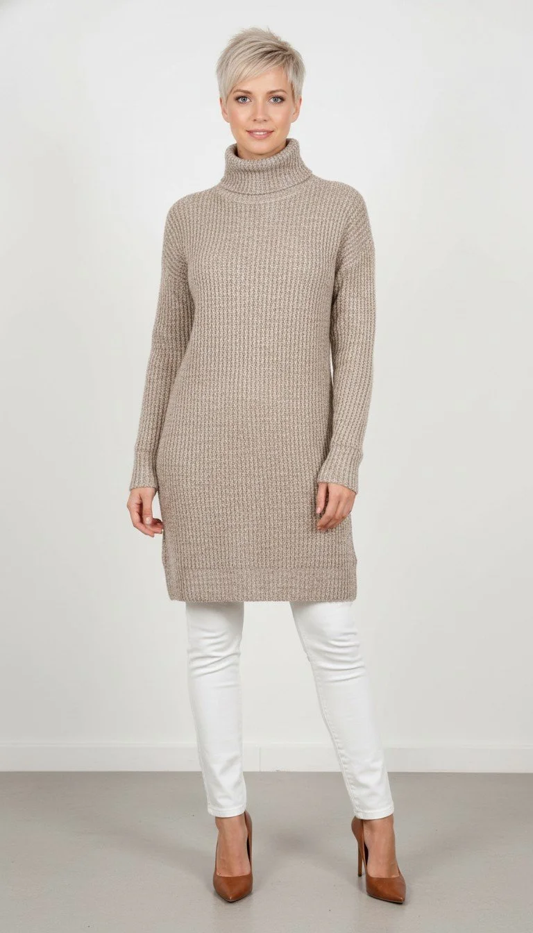 No Label - Cozy Chic Turtleneck Sweater Dress Size S
