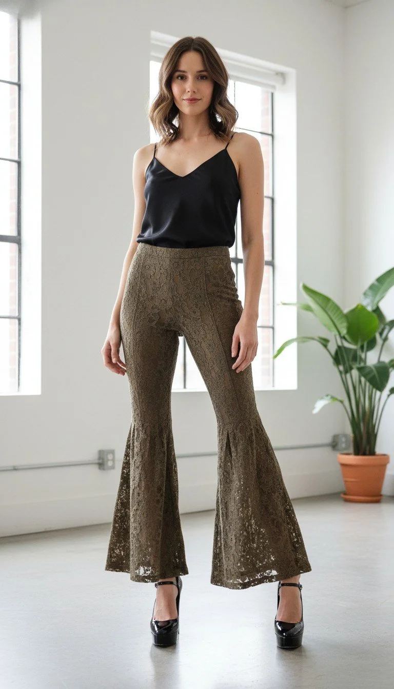 NV - Vintage Lace Flared Pants Size 34