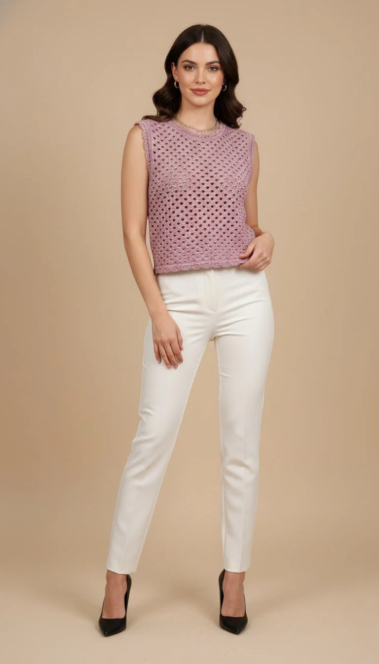 Dolce & Gabbana - Lavender Crochet Sleeveless Top Size S