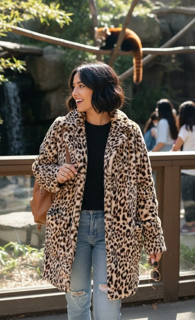 Victorias Secret - Leopard Print Faux Fur Coat