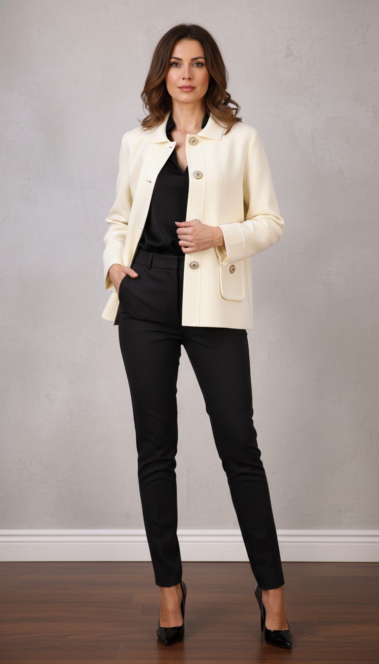 Dior - Elegant Cream Button-Up Jacket Size 38