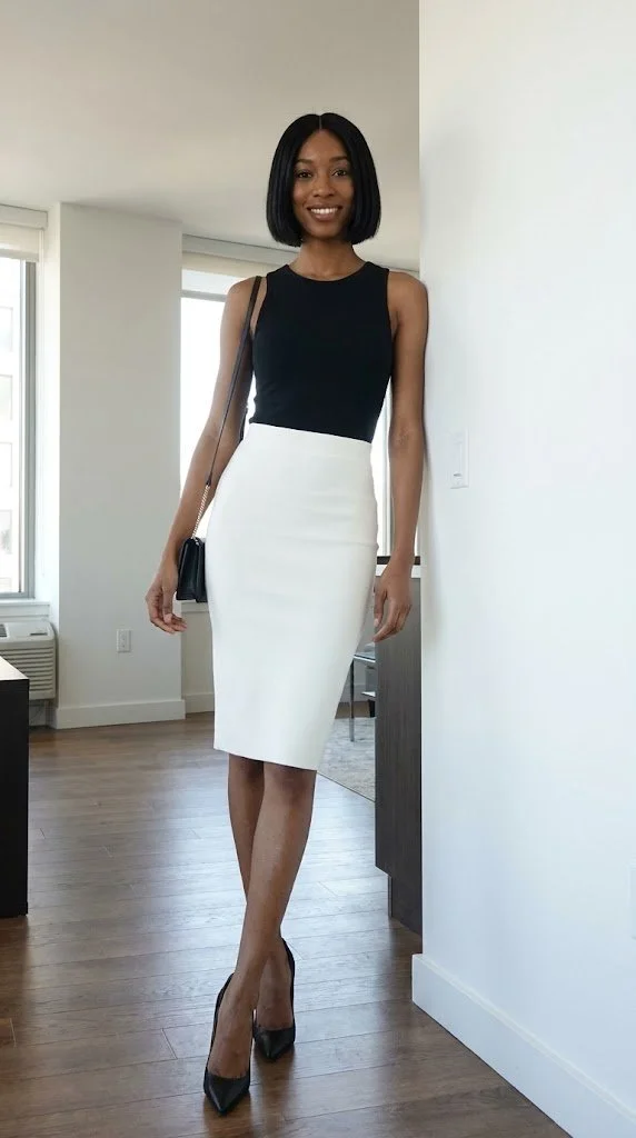 Balmain - Elegant White Pencil Skirt Size 34