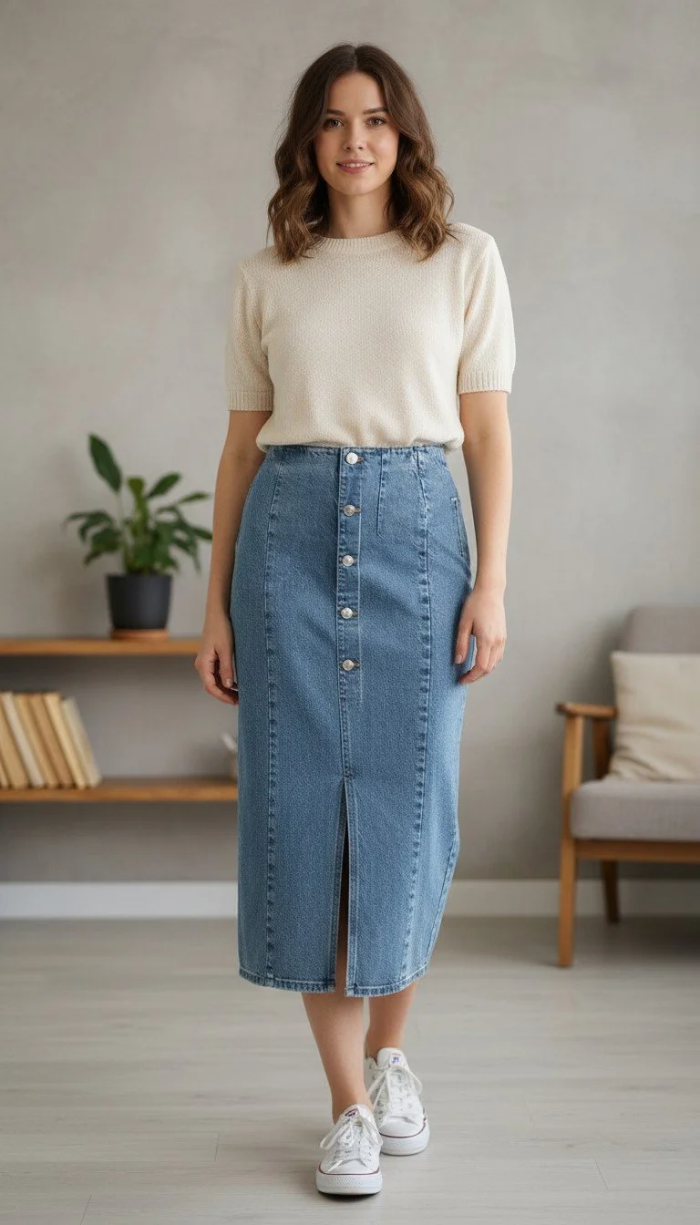 Zara - Long Denim Skirt Size XS