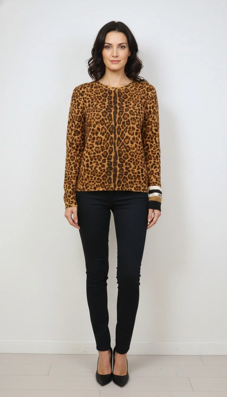 Valentino - Leopard‑Print Italian Knit Sweater Size M