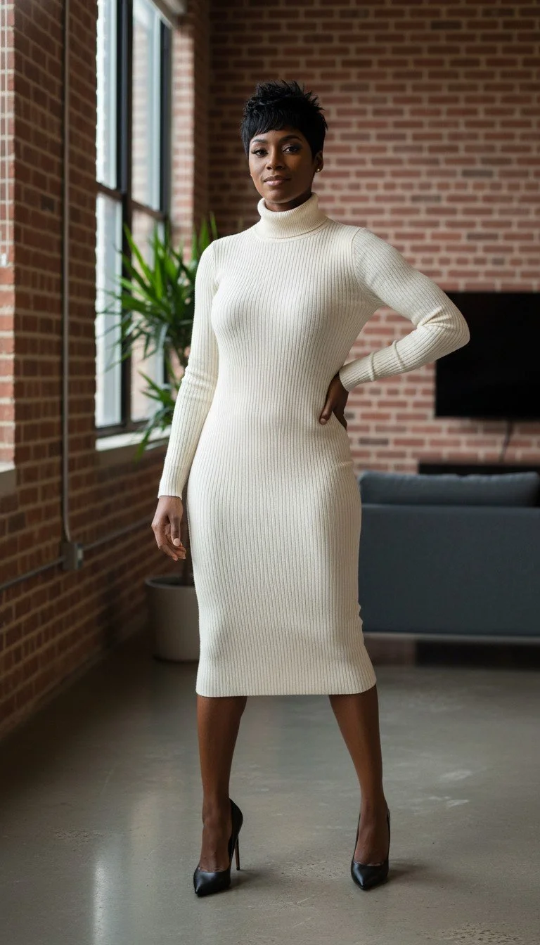 Zara - Ribbed Turtleneck Sweater Dress