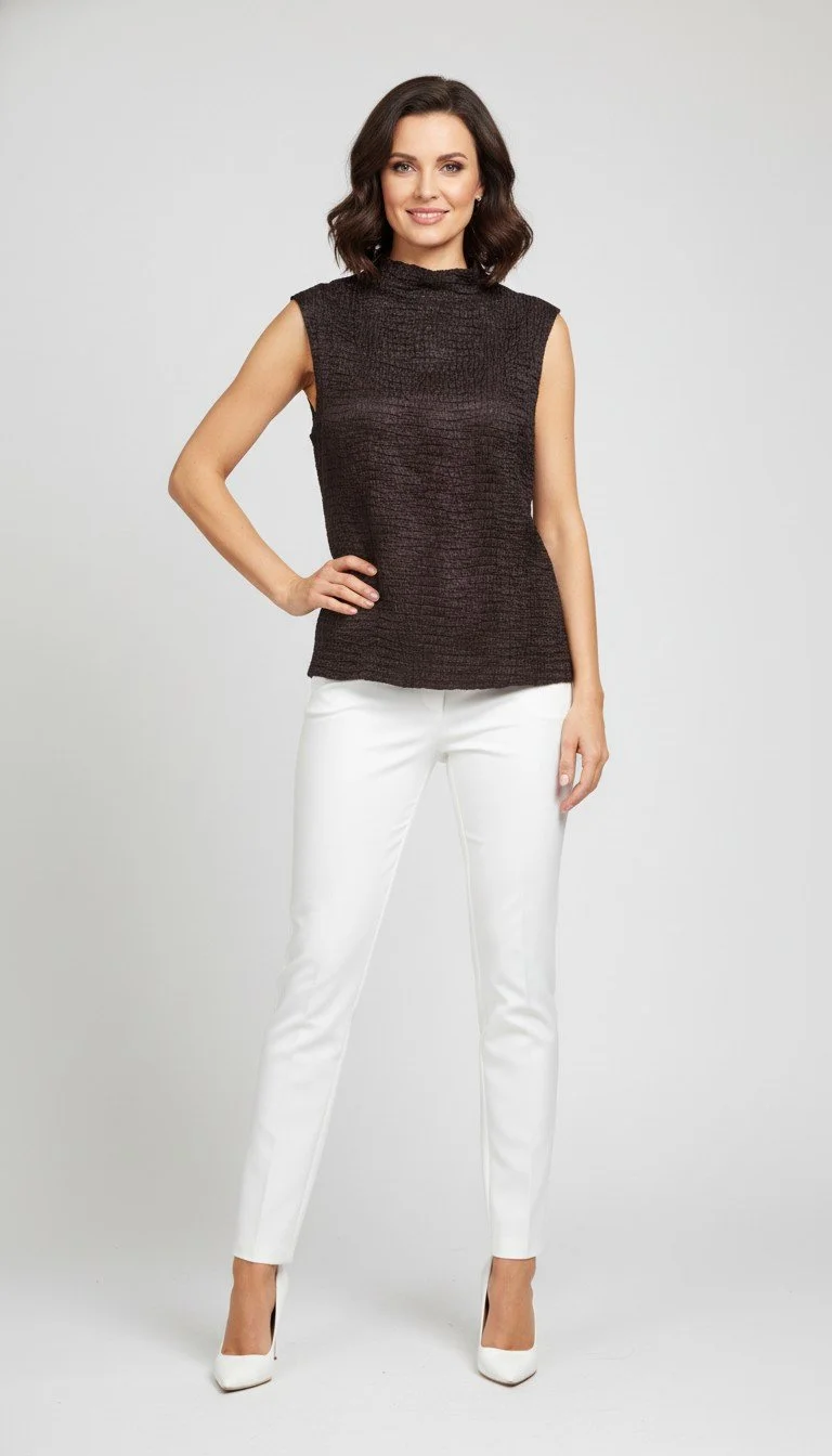 Rafael - Elegant Textured Sleeveless Top Size S