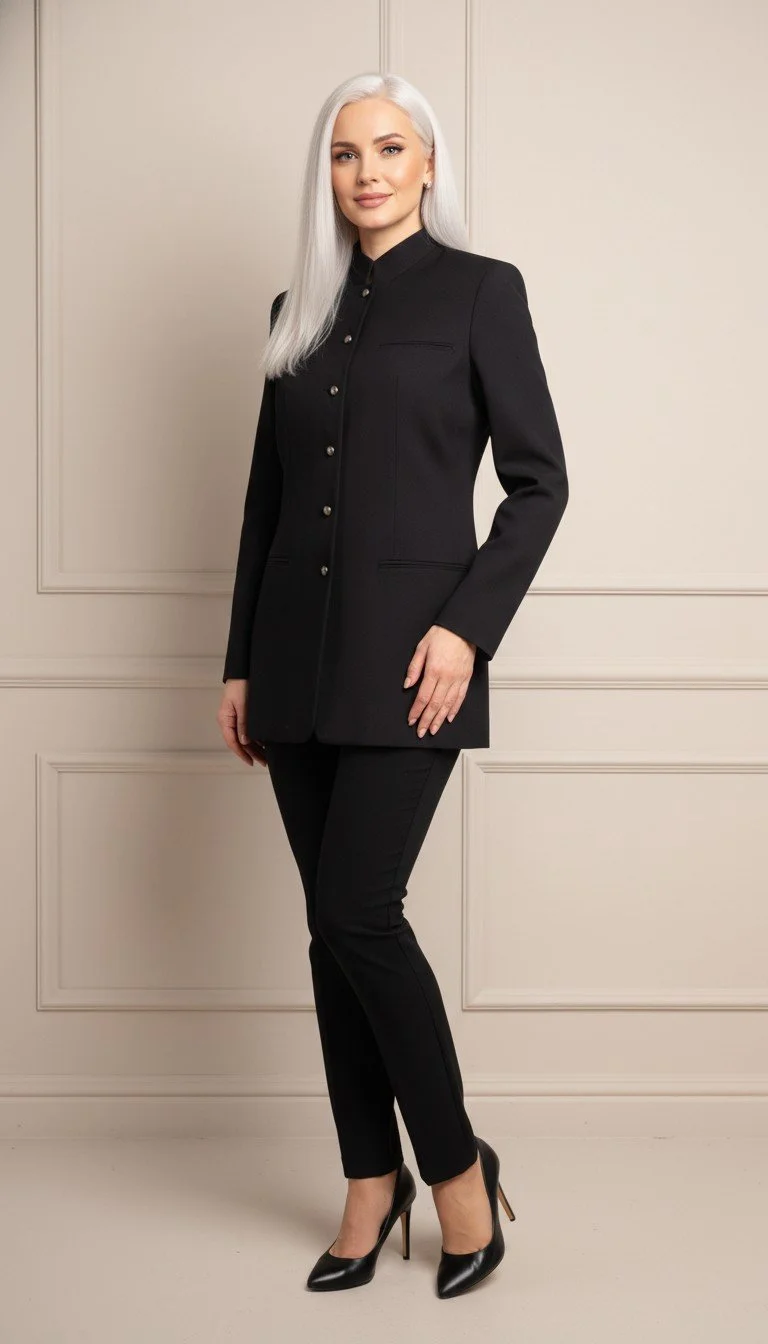 Migoscha - Elegant Nehru Collar Suit Jacket Size 36