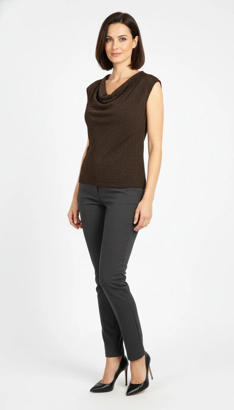Saint Laurent Paris - Elegant Black Cowl Neck Top Size S