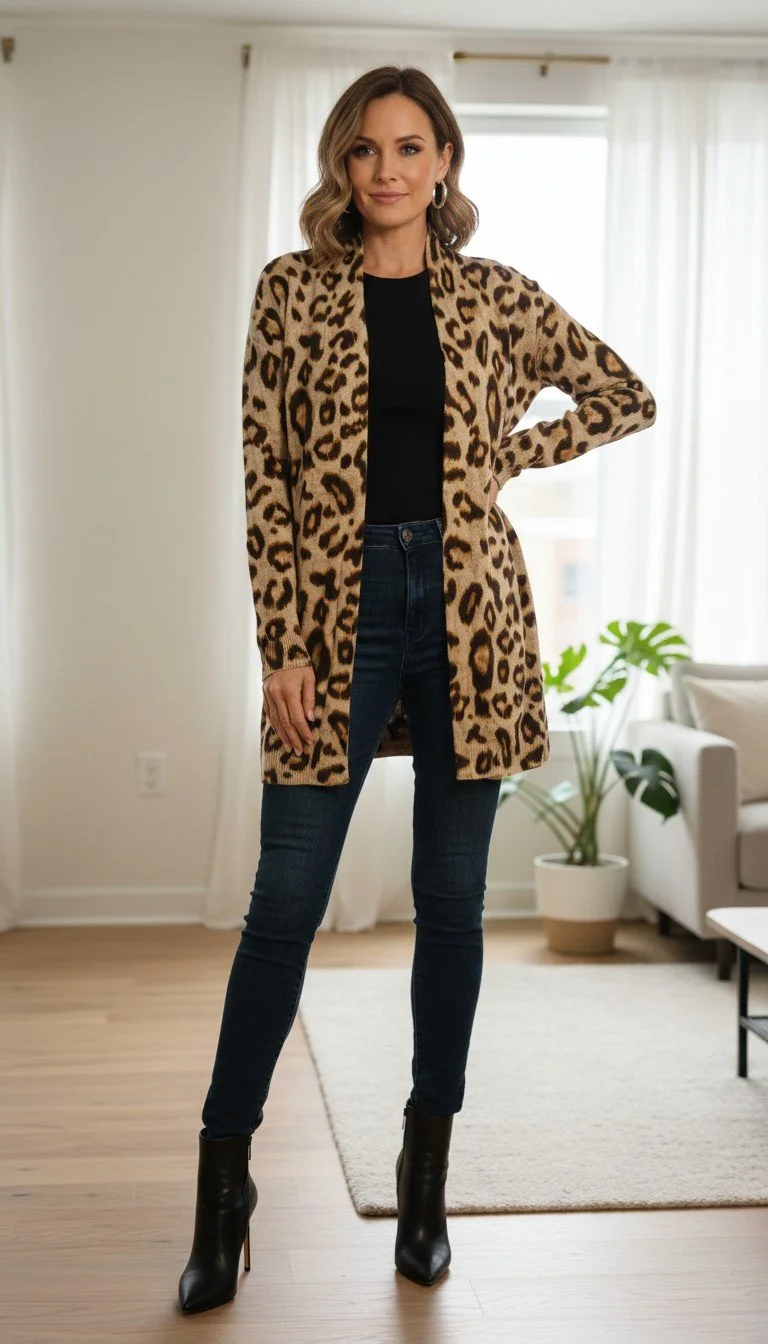H&M - Leopard Print Open-Front Cardigan Size S