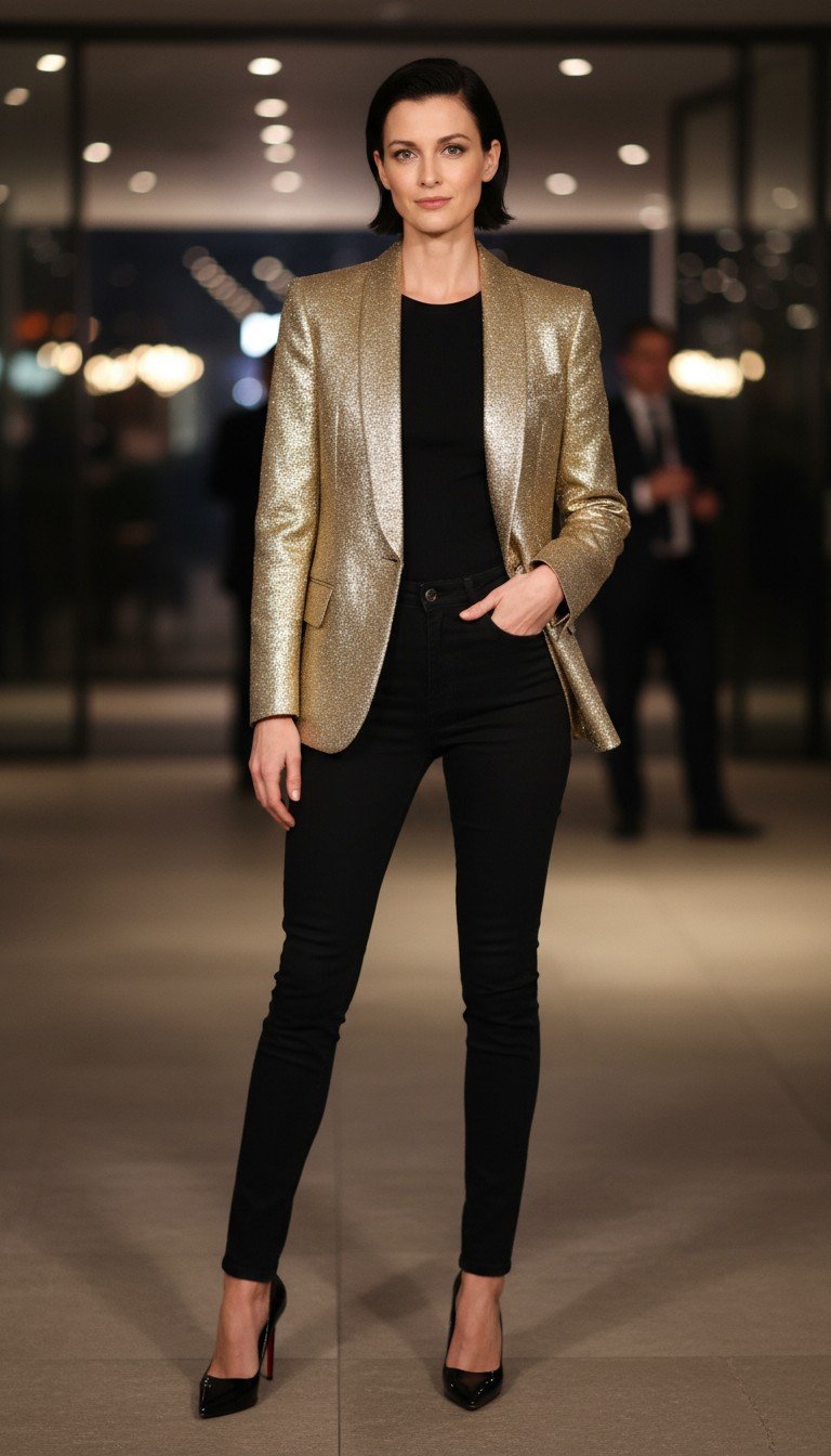 Balmain - Gold Shimmer Evening Blazer Size 38