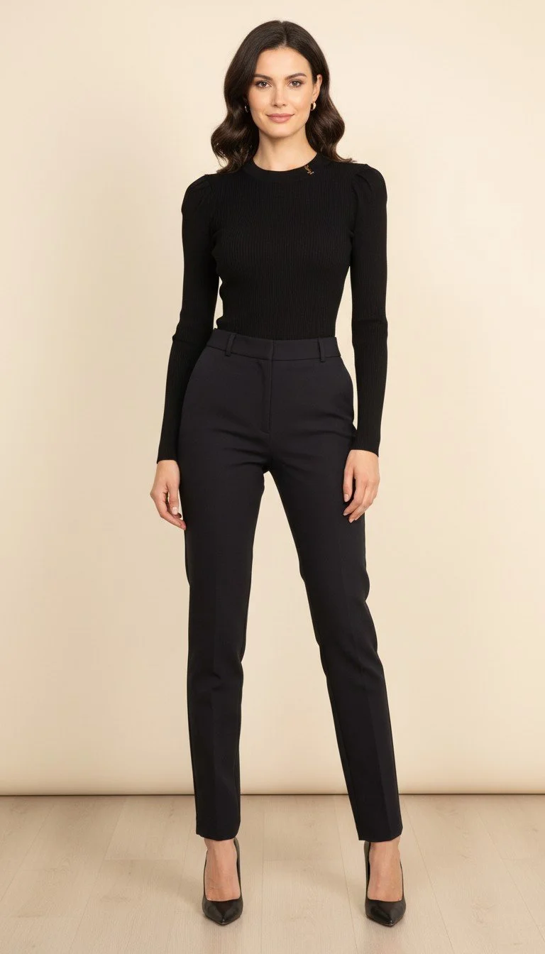 Saint Laurent - Classic Black Ribbed Top Size L