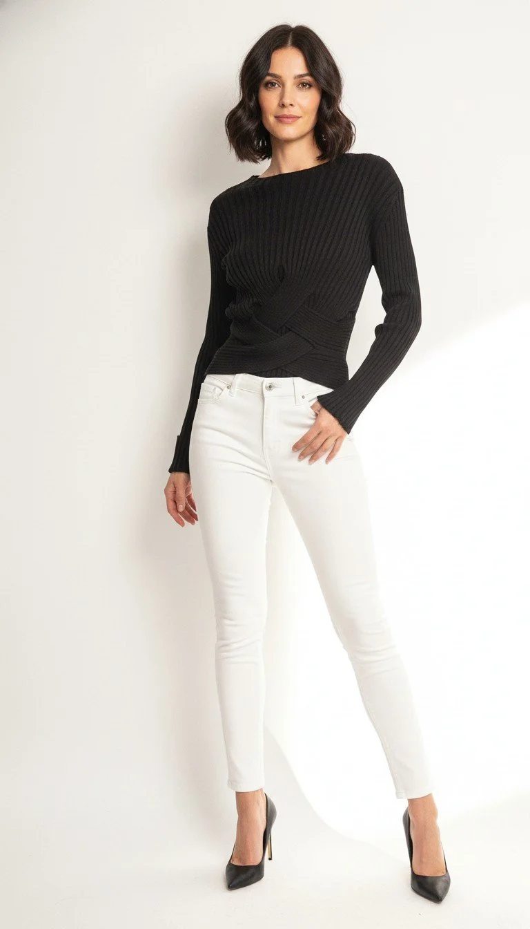 Stella McCartney - Ribbed Twist‑Front Knit Top Size 46
