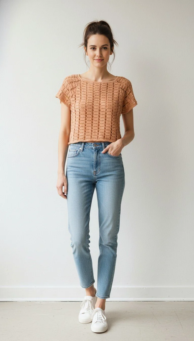 Maria Pavan - Chic Open-Knit Crochet Top Size M