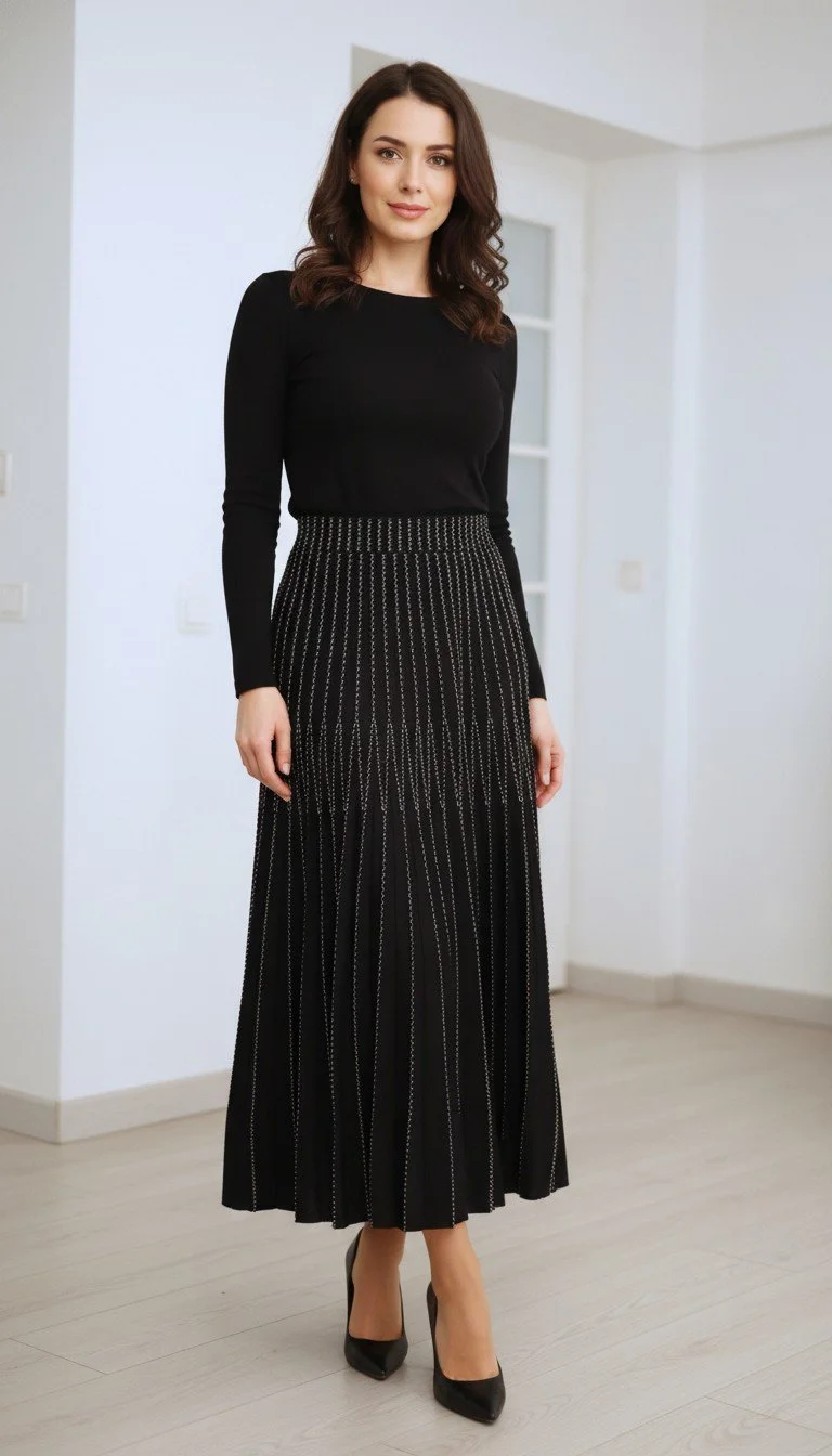 Alexander McQueen - Sophisticated Black Pleated Skirt Size S