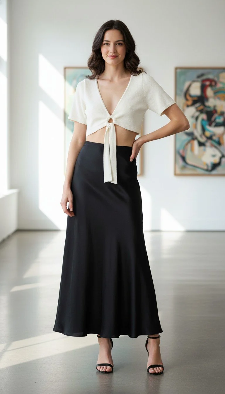 Olivia Preckel - White Knit Tie-Front Crop Top Size S