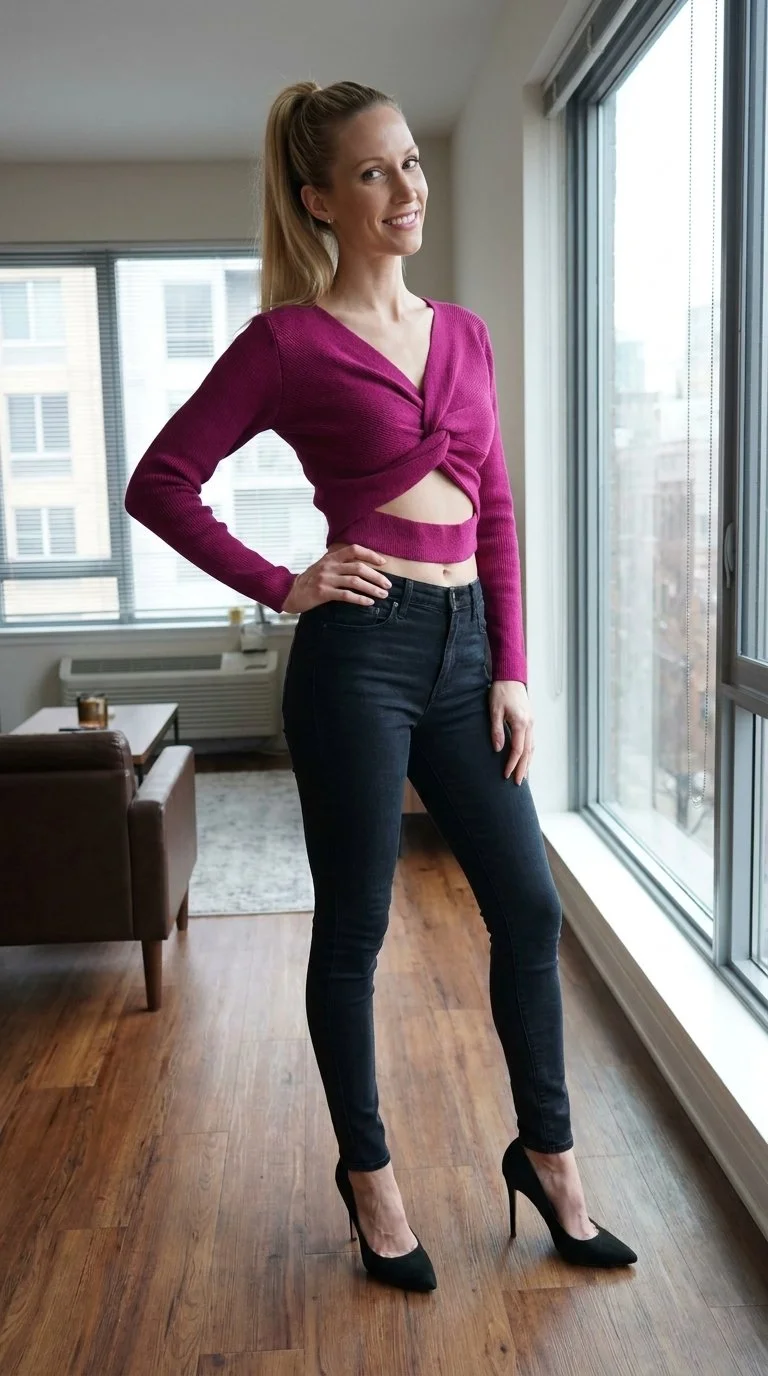 Olivia Preckel - Berry Twist Front Sweater Size S