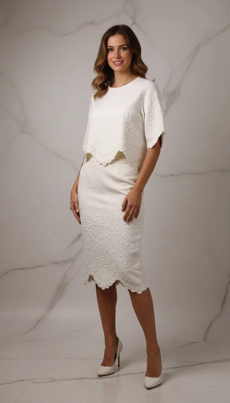 Alexander McQueen - Elegant Floral Embossed Two-Piece Set Size 2