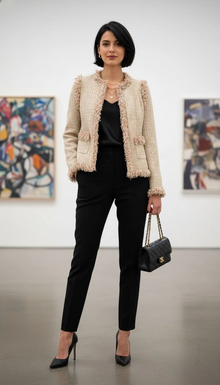 Chanel - Chic Tweed Fringe Jacket Size 44