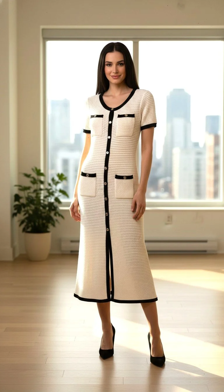 Self-Portrait - Chic Contrast Trim Dress