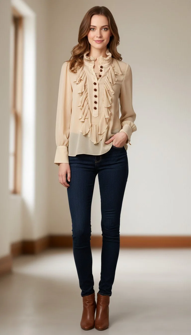 SeeByChloe - Exquisite Beige Ruffled Blouse Size 3
