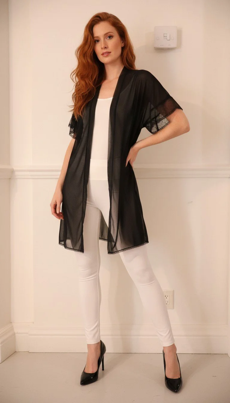Jonquil - Sheer Black Kimono Cardi (vintage)