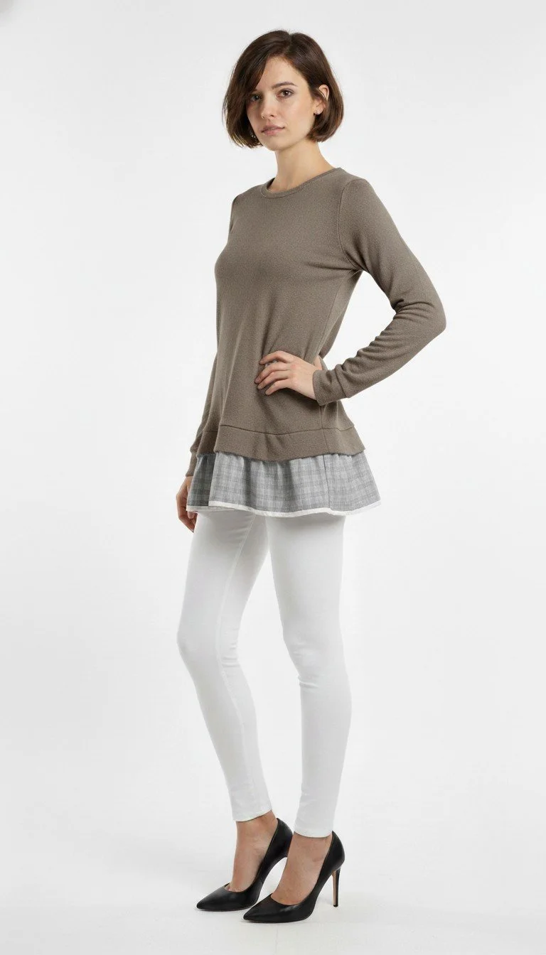 Clu - Layered-Edge Mocha Sweater