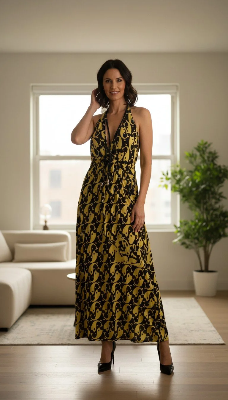 Gucci - Chic Halter-Neck Maxi Dress Size 42