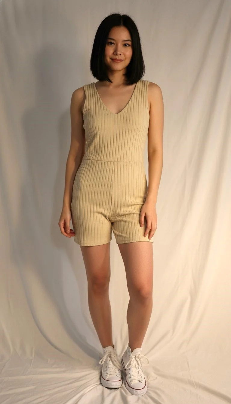Sleeveless Ribbed Knit Romper