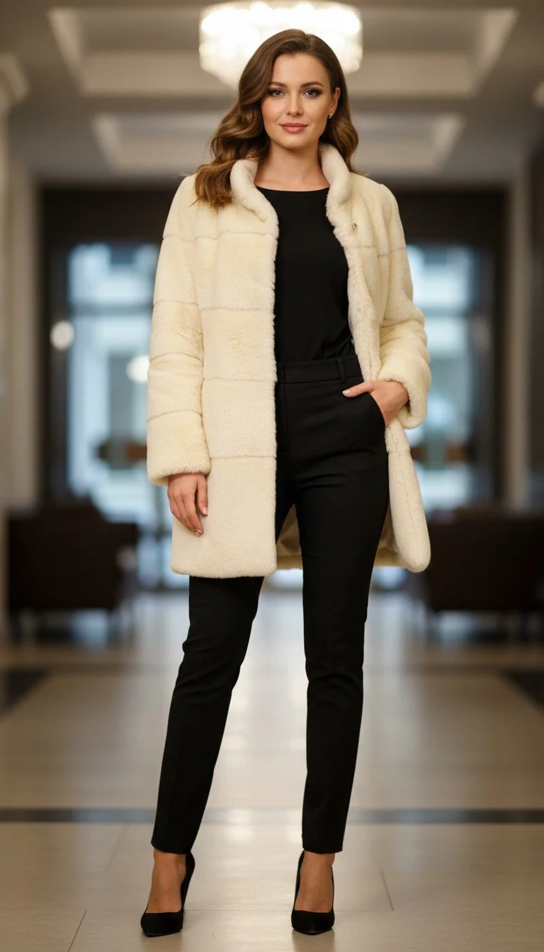 Olivia Preckel - Luxe Cream Faux Fur Jacket Size S
