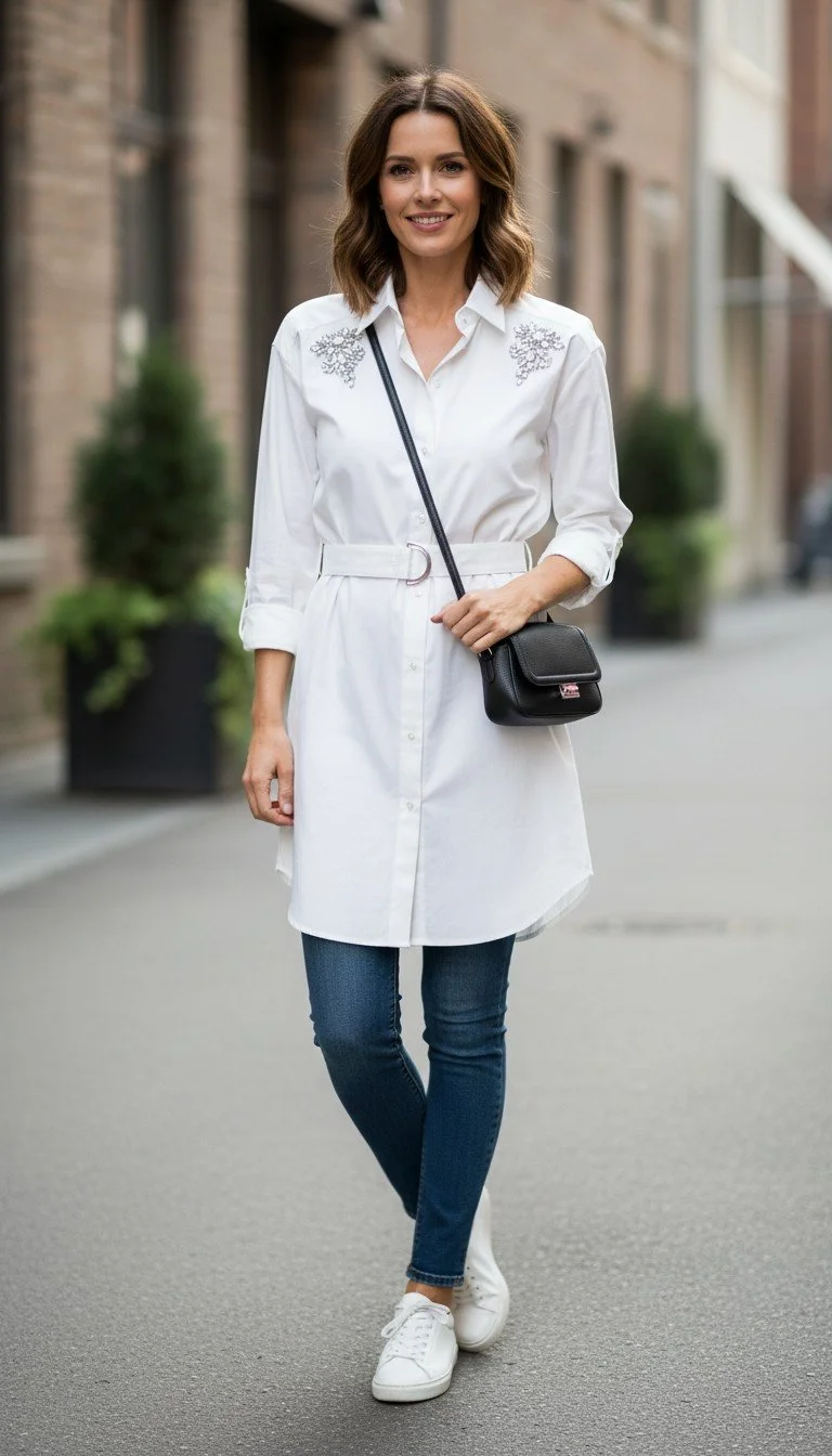 Generation Love - Embroidered White Shirt Dress