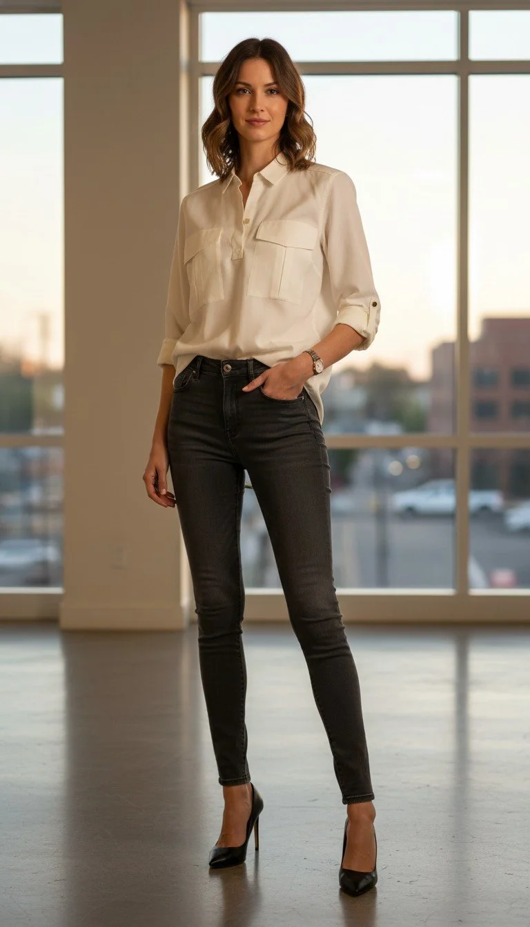 Classic White Long Sleeve Shirt Size M