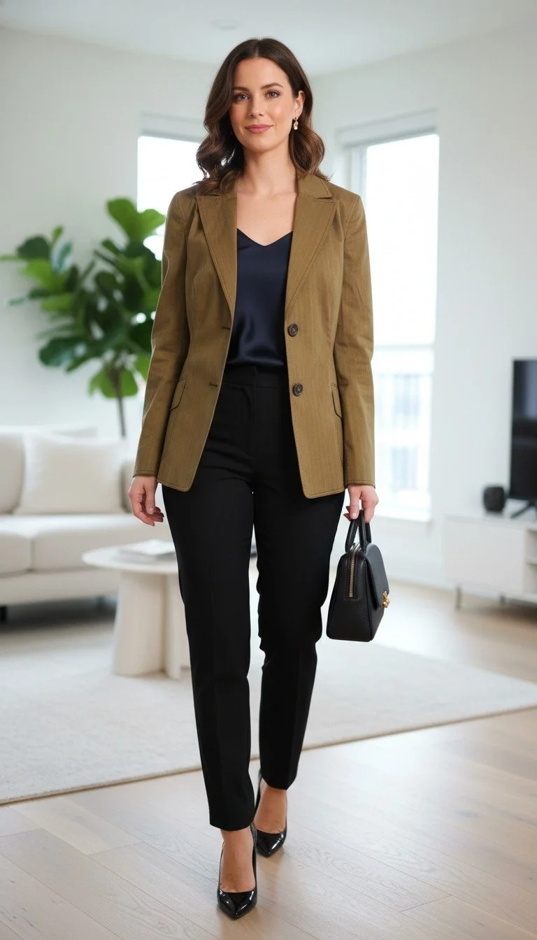 Piazza Sempione - Timeless Brown Pinstripe Blazer Size 6