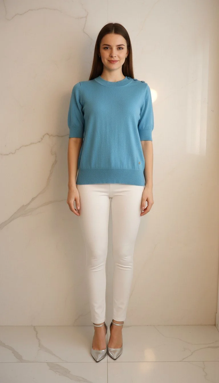 Nina Ricci - Sky Blue Short Sleeve Sweater Size 2