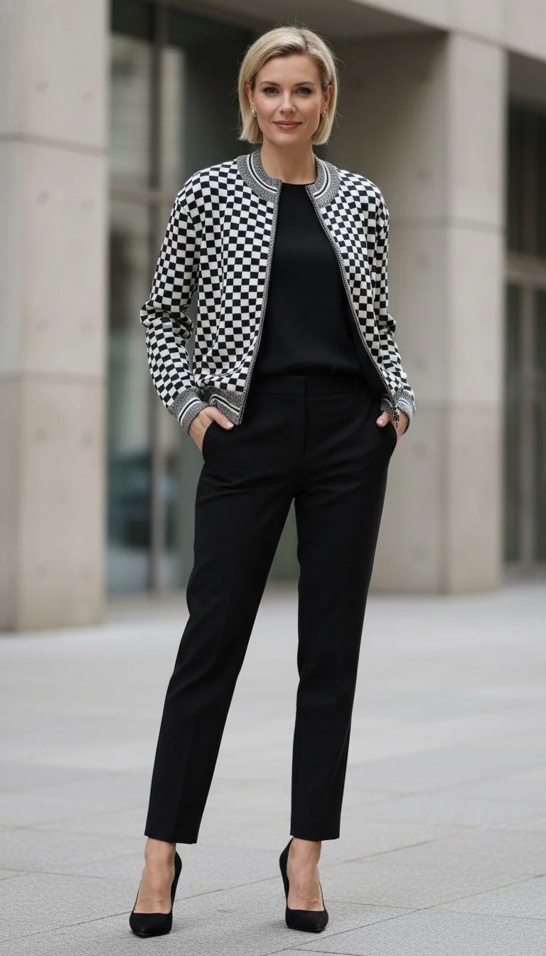 Dior - Bold Checkered Zip-Up Jacket Size S