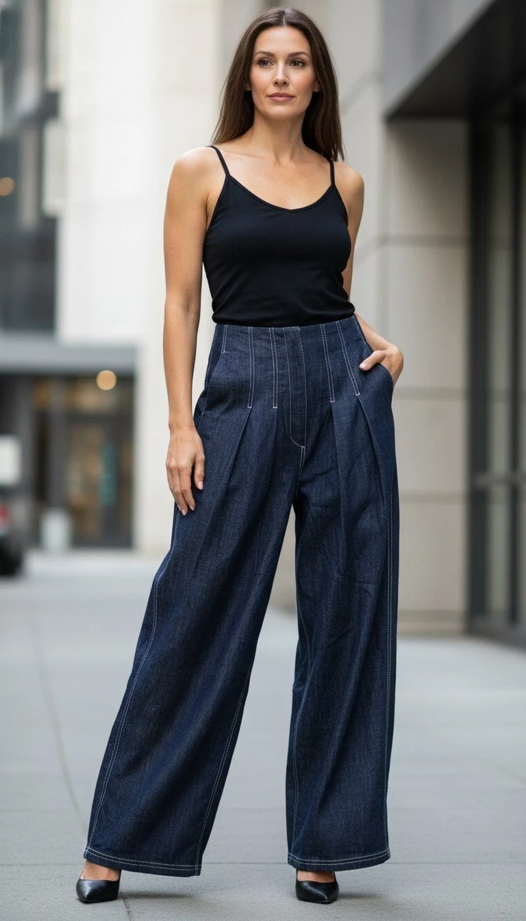 Brunello Cucinelli - Chic Wide-Leg High-Waisted Denim Pants Size 4