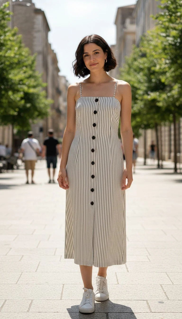 Who What Wear - Striped Button-Down Sundress Size S