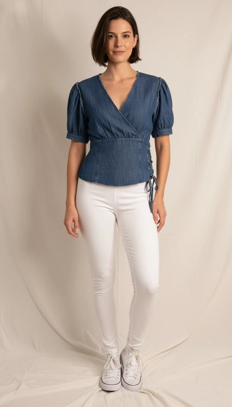 Zara Trafaluc - Chic Denim Wrap Blouse