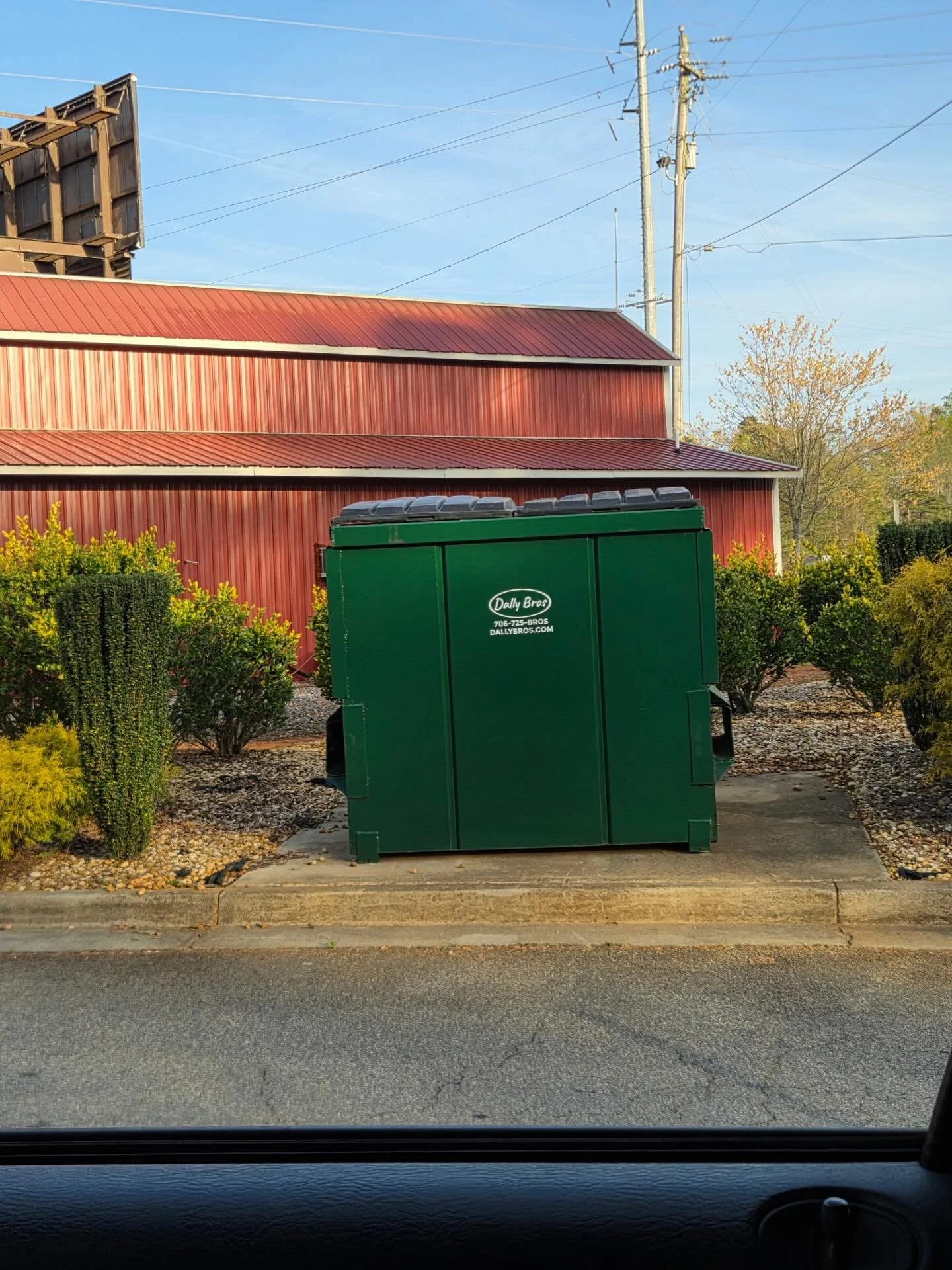 Another front-load dumpster set and ready for weekly service in Forsyth County, GA!

Dally Bros provides reliable recurring trash pickup for businesses across Forsyth, Dawson, and Lumpkin Counties.

No hassle &mdash; just consistent, dependable comme