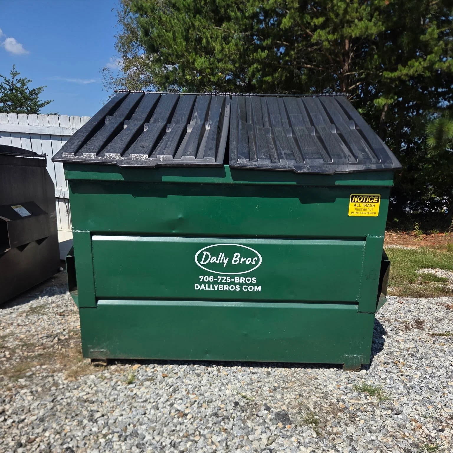 Thank you for tuning in to the dumpster channel! Here is a photo of a dumpster! 

Need trash service for your organization or business? Call 706-725-BROS