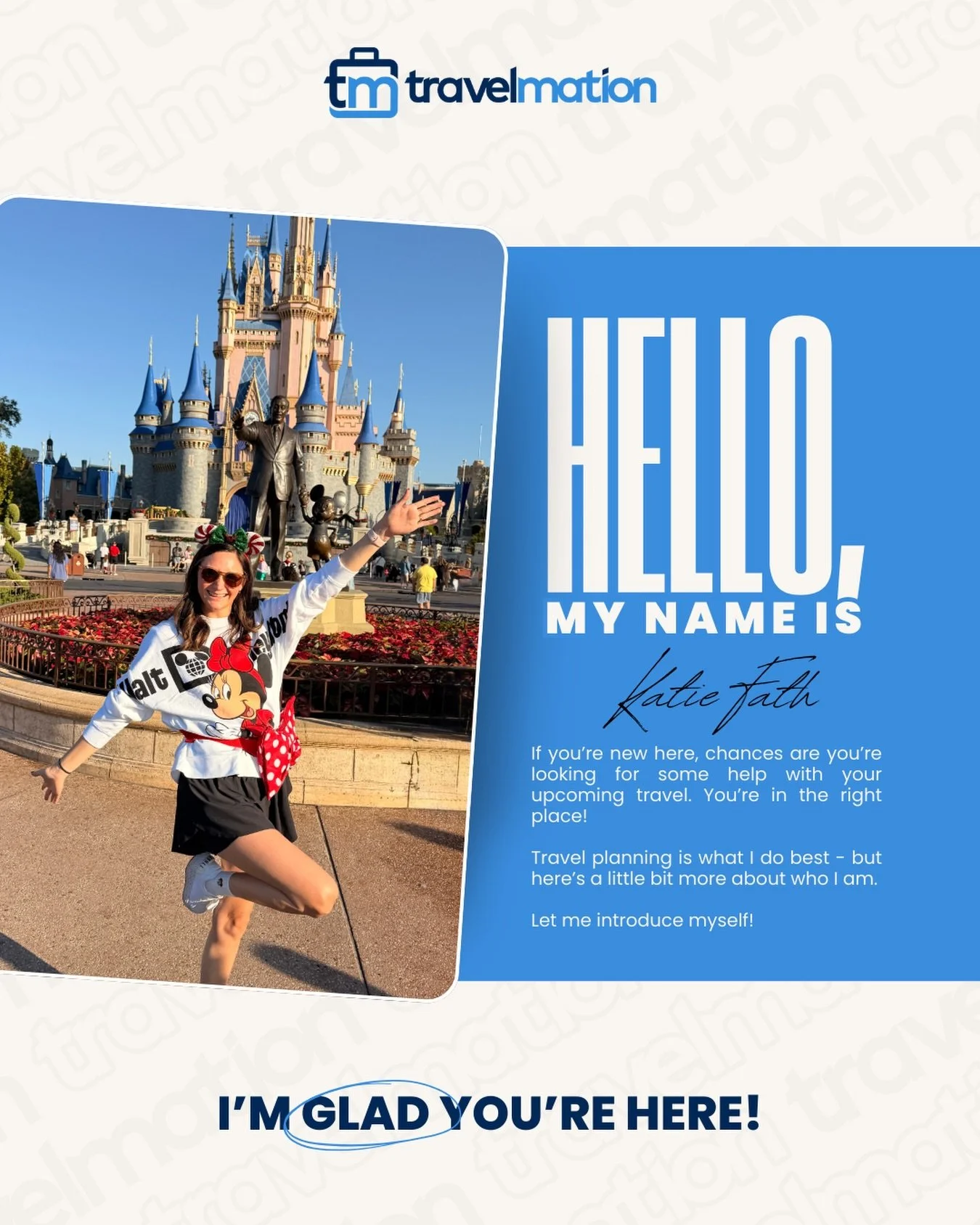 If you&rsquo;re new around here, chances are you&rsquo;re dreaming about an upcoming trip &mdash; or at least thinking about one &mdash; and you&rsquo;re in the right place 👋✨

I&rsquo;m Katie, a travel advisor with Travelmation, and I help families