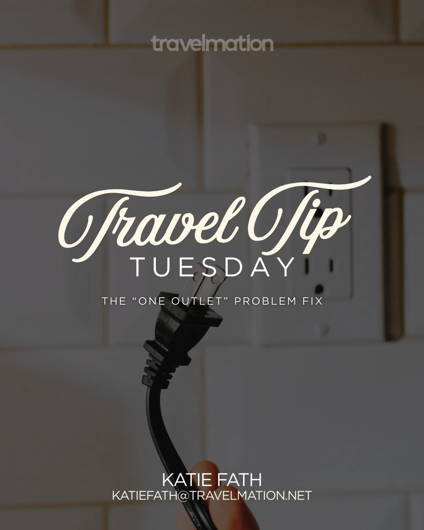 The &ldquo;one outlet&rdquo; problem fix 🔌

Because somehow every hotel room has one usable outlet&hellip; and we have 3&ndash;4 things that need charging.

Here&rsquo;s the easy solution:
 ✅ Pack a small power strip (or USB multi-port charging hub)